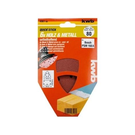 kwb 496108 Feuille abrasive Delta Grain 80 (L x l) 62, 93 mm, mm x 100 mm 5 pc(s) D229662 (1/4)