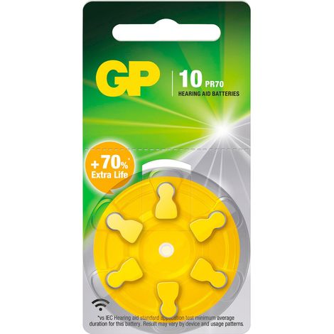 GP Hörgerätebatterie ZA 10 1.4 V 6 St. Zink-Luft PR70 (1/5)