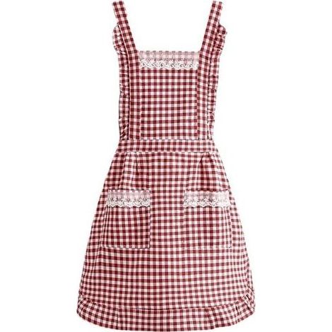 Tablier de Cuisine - 77 x 79 cm - Coton 100 % - Réglable avec Bretelles et Ceinture - 2 Poches - Rouge - 1 Pièce (1/5)