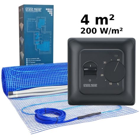 Kit de calefacción por suelo radiante 4 m², 200 W/m² + MST-10 termostato