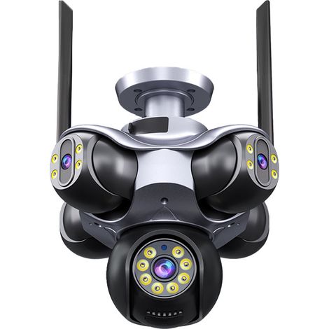 Caméra de Surveillance WiFi 5 Objectifs C50 - 5 Vues Simultanées 20MP, PTZ 355°, Vision Nocturne IR 20m, Audio Bidirectionnel, Détection de Mouvement, Alerte d'Intrusion, Stockage TF/Cloud pour Intéri