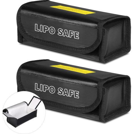 2 Stück explosionsgeschützte, feuerfeste Batterie-Sicherheitstasche, kleine, feuerfeste Batterie-Sicherheitstasche, tragbare, explosionsgeschützte Schutztasche (schwarz)