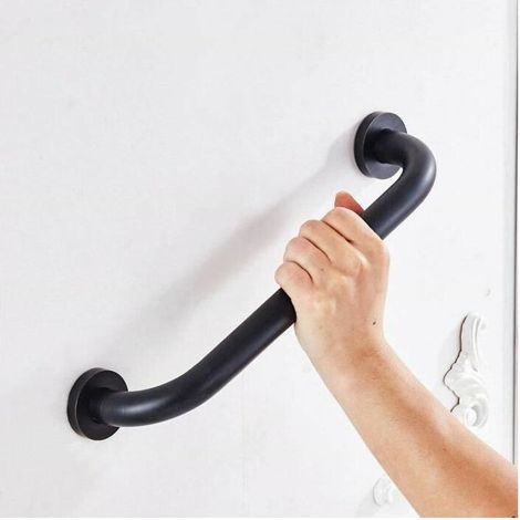 Poignée de Baignoires 43cm Barre D'Appui Inox Mural Porte serviettes Noir (1/5)