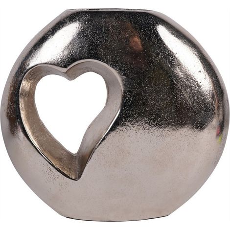Esme Heart Vase - Aluminium - L6.5 x W26 x H24 cm - Silver