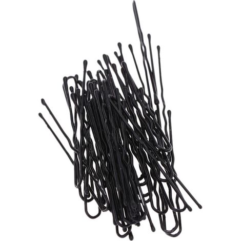50 pinzas para el cabello finas en forma de U, de metal negro. (1/5)