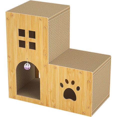 Großes Katzenkratzbett mit Spielball, Katzenvilla-Sessel, Kratzbrett aus Wellpappe
