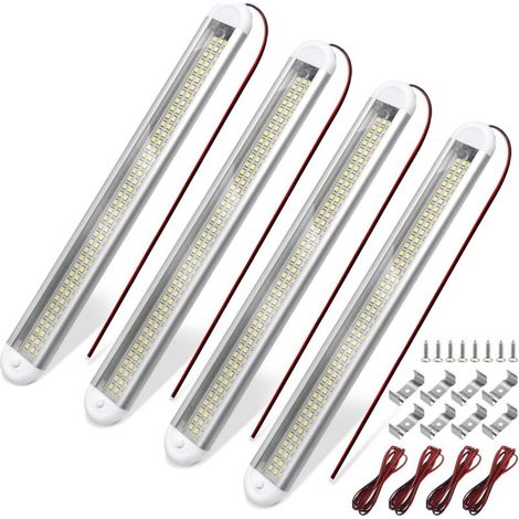 Kit de 4 bandes LED 12V blanches pour éclairage intérieur de fourgonnettes, comprenant 120 LED. (1/5)