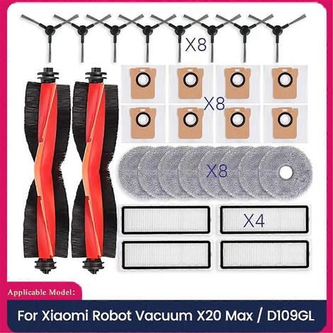 Pièces de rechange pour aspirateur robot Xiaomi X20 Max / D109GL : brosse principale, brosse latérale, filtre HEPA, serpillière (1/5)