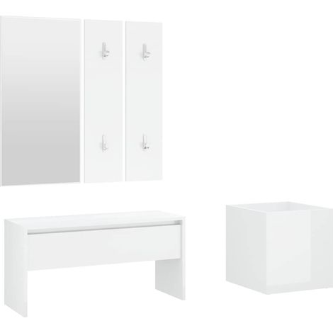 Maison Exclusive - Set di Mobili da Corridoio Bianco Lucido in Legno Multistrato