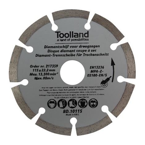 DISQUE DE DIAMANT - 230 MM - SEGMENTÉ TOOLLAND BD10230 (1/3)