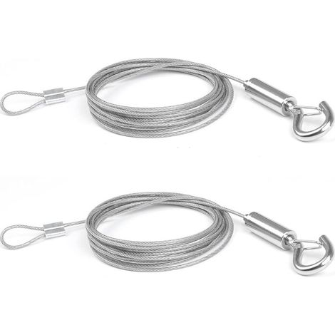 2Pcs x 2M en Câble de Acier Inoxydable Bet Crochet Corde pour Vêtements/Lumières/Photos Max Stand 30KG (1/5)