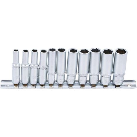 Jeu de Douilles Six Pans Longues 6,3 mm (1/4) - 11 pcs - Acier Résistant - Polyvalence et Précision - D-Work (1/5)