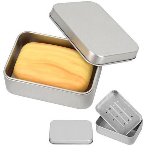 Lot de 2 porte-savons de voyage en aluminium massif avec égouttoir amovible pour voyage et maison (1/5)