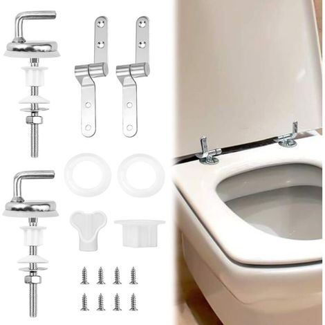 Bisagras de asiento de inodoro de acero inoxidable, repuestos para reparación y fijación, duraderas y resistentes (1/5)