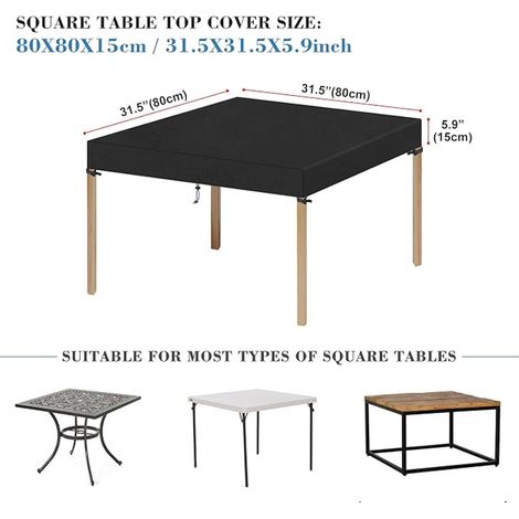 Garden Table Cover, Tarpaulin, Garden Furniture Cover, Outdoor Garden Table Cover, Oxford Fabric, 80 x 80 x 15 cm (1/3)