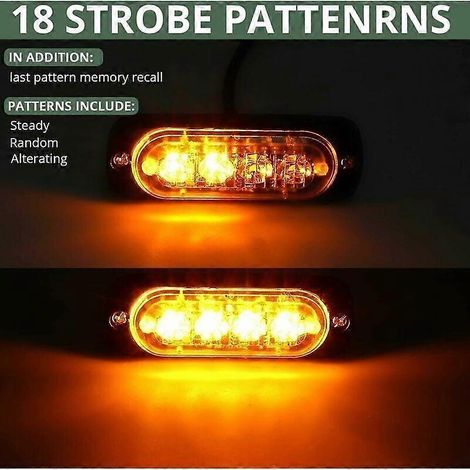 feux de pénétration à LED ambre 12/24 V, gyrophares clignotants, feux d'avertissement d'urgence, stroboscope, clignotement automatique, IPX-4 pour fourgonnette, camion, pelle rétro, chariot élévateur (1/4)