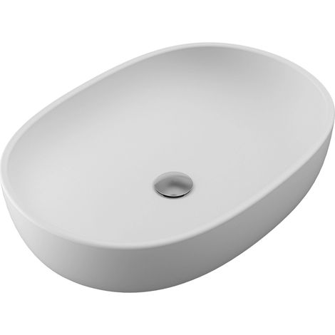 Lavabo da Appoggio Ovale 60x43x14,5 cm Bianco Opaco (1/5)