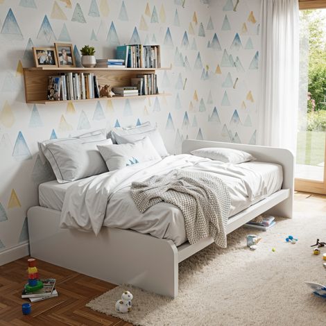 Letto una piazza e mezza con rete, ideale per camerette - Bianco