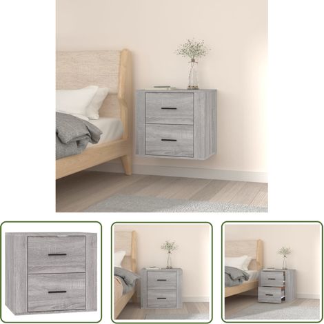 Table de Chevet murale, Table de nuit, pour Chambre Salon Couloir, Sonoma gris 50x36x47 cm OIB4452E (1/5)