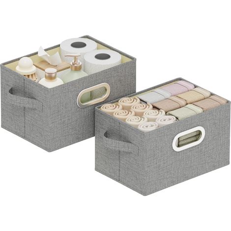 Lavable Cube de Rangement en Tissu Ouvertes,26x20x17cm,Gris,2 Pièce (1/5)