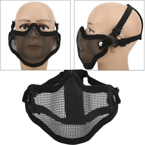 Protection faciale tactique en maille métallique, demi-couverture, film de protection anti-émeute, couleur unie CS (noir) (1/5)