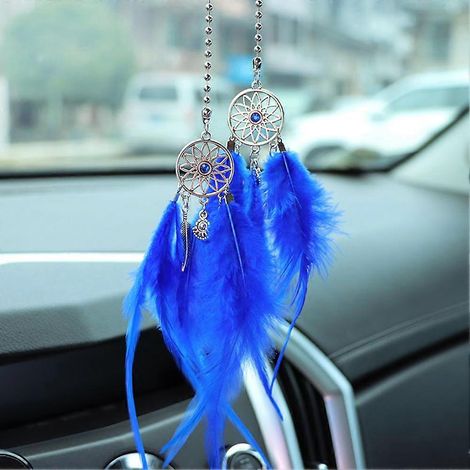 Attrape-rêves Miroir Pendentif de Voiture Accessoire Intérieur Plume Porte-Bonheur Décoration (1/5)