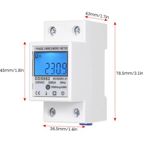 Compteur d'énergie monophasé DDS662 230 V CA avec rétroéclairage (1/5)