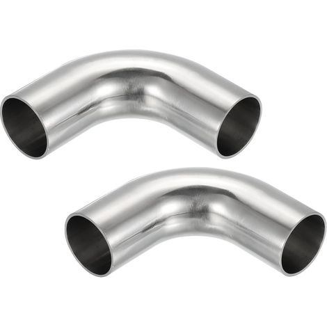 2Pcs Coude à 90 Degrés en Acier Inoxydable 304 pour Tuyau d'Échappement, Connecteur de Tuyauterie d'Échappement 1 1/4 Pouce OD Main Courante d'Escalier Hvac - (1/5)