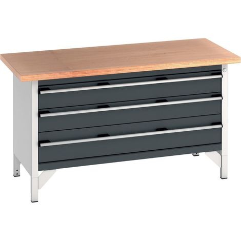 Bott Kastenwerkbank cubio Multiplex-Arbeitsplatte 1500 x 750 x 840mm RAL 7035/7016