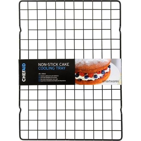 Grille de Refroidissement Antiadhésive 25 x 35 cm avec Pieds Surélevés pour Gâteaux Biscuits et Préparations Salées Lavable au Lave Vaisselle Adaptée à Four Température Modérée Noir (1/5)