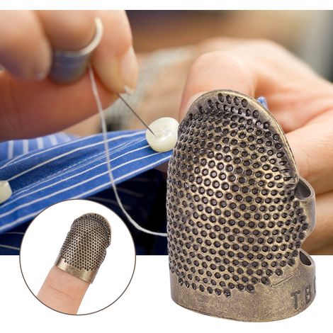 Dé à coudre portable vintage en laiton pour couture, quilting et bricolage, protection des doigts (S) (1/5)