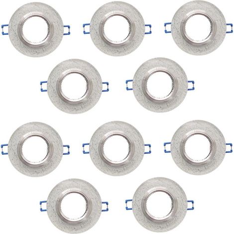 10 Porta Faretto Da Incasso Supporto Tondo Portafaretti Vetro Color Argento P15 (1/4)