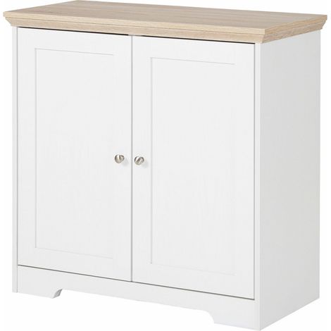 Buffet avec 2 portes effet chêne blanc (1/5)