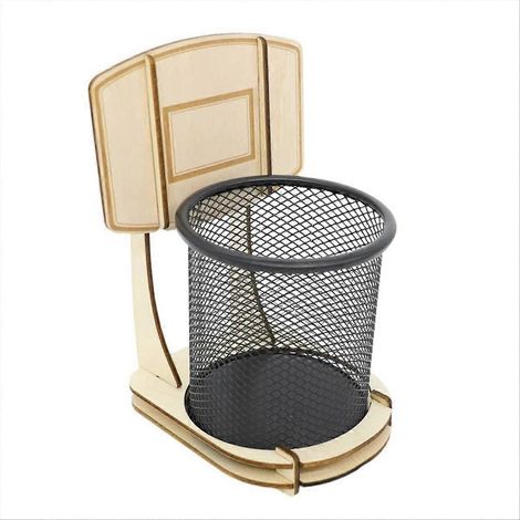 Handgefertigter Stiftehalter aus Holz, Stifteständer im Basketballkorb-Design, Schreibtisch-Organizer für Stifte und Kugelschreiber (1/5)