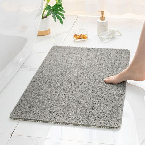 Tapis antidérapant 40x60 – tapis de douche – tapis de toilette – PVC gris (1/5)