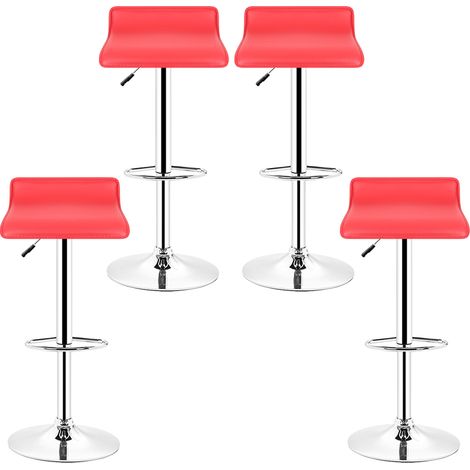 Aqrau Lot de 4 Tabourets de bar ROUGE reglables (1/5)
