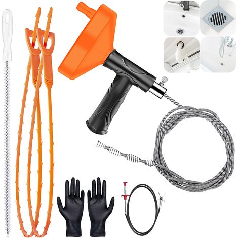 Déboucheur de canalisations [10 m] — Adapté aux tuyaux, cuisines, salles de bains, cabines de douche et toilettes. (1/5)