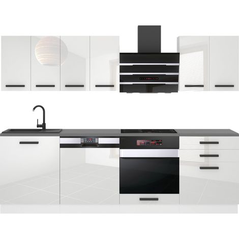 Belini Cuisine Equipee Complete Susan Muebles de Cuisine Complets - 240 cm. Cuisine Complete sans Plan de Travail, Blanc très Brillant (1/4)