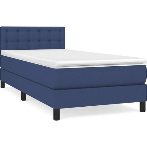 Lit simple  Lit adulte  Sommier à lattes de lit avec matelas Bleu 80x200 cm Tissu