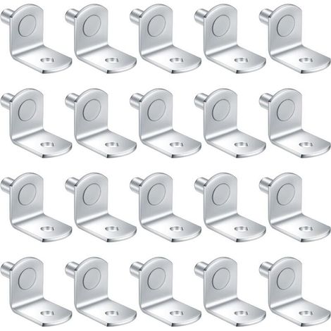 20 Pièces Chevilles de Support Étagère Métal L Forme, 5mm Support Équerre, Consoles et Taquets pour Étagères pour Meuble Armoire Placard Bibliothèque (1/4)
