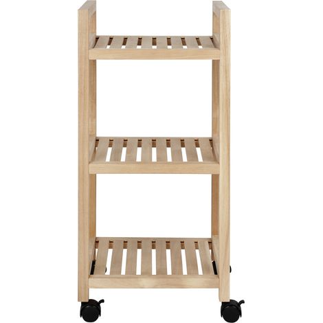 WENKO Rollregal 3 Etagen Acina, Maße: 35 x 72 x 31 cm, Braun, Holz natur, Polypropylen schwarz (1/5)
