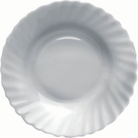 Piatto fondo in vetro bianco 23 cm per tavola cucina casa hotel ristorante (1/2)