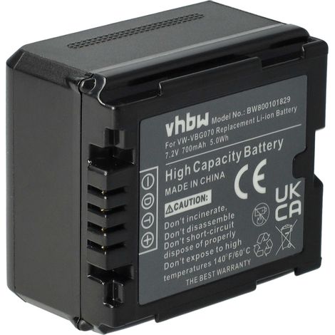 vhbw Akku kompatibel mit Panasonic SDR-H280, SDR-H250, SDR-H50, SDR-H40, NV-GS90, SDR-H20 Videokamera Camcorder (700 mAh, 7,2 V, Li-Ion) + Infochip (1/5)