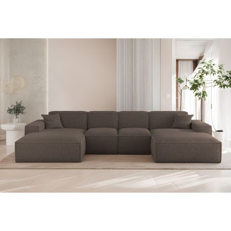 Wohnlandschaft Sofa U-Form CELES PREMIUM XS in Stoff Sven Braun