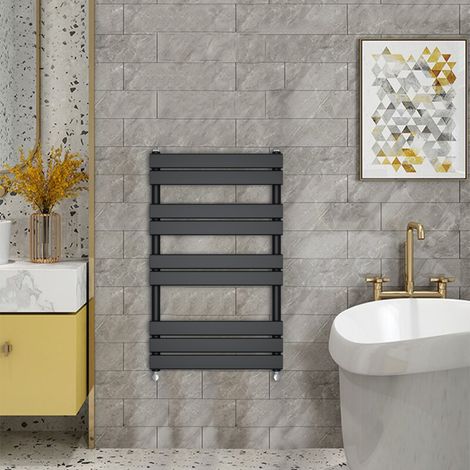 WarmeHaus Minimalist Heated Towel Rail Radiator Bathroom Flat Panel Black 1000x600mm