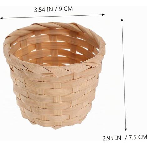 Mini Woven Baskets Country Style Decorative Small Baskets for Wedding, Christening and Table, Plant Pots for Succulents and Flowers, 9 x 9 x 3 cm, Khaki (1/4)