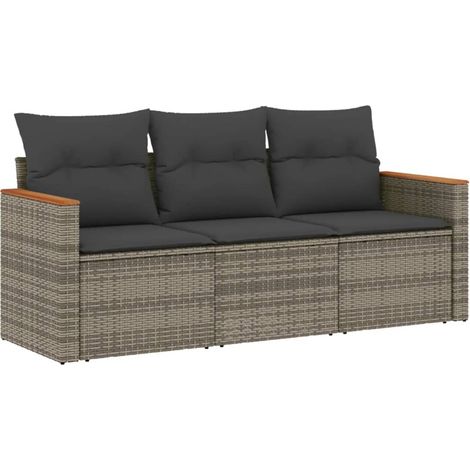 Maison Exclusive - 3-tlg. Garten-Sofagarnitur mit Kissen Grau Pol