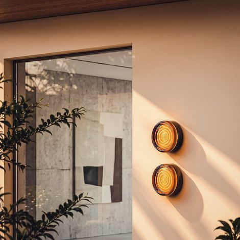 Applique Murale Extérieure LED Aluminium Orvo Citra Ambre Sélectionnable (chaud-neutre-froid) 2700K - 3300K - 4000K ø14 cm