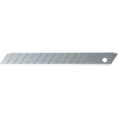 OLFA AB-10S PACK DE 10 CUCHILLAS TROCEABLES 9 MM ACERO INOXIDABLE PLATEADAS CONTENIDO 10 uds (1/2)