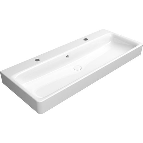 SAND Lavabo double en céramique 120x50 cm, blanc ExtraGlaze (1/4)